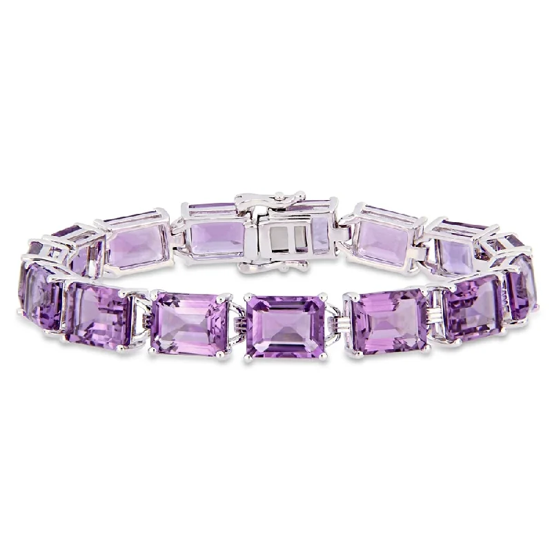 Millet stem bracelet-Miadora Sterling Silver 45ct TGW Amethyst Tennis Bracelet