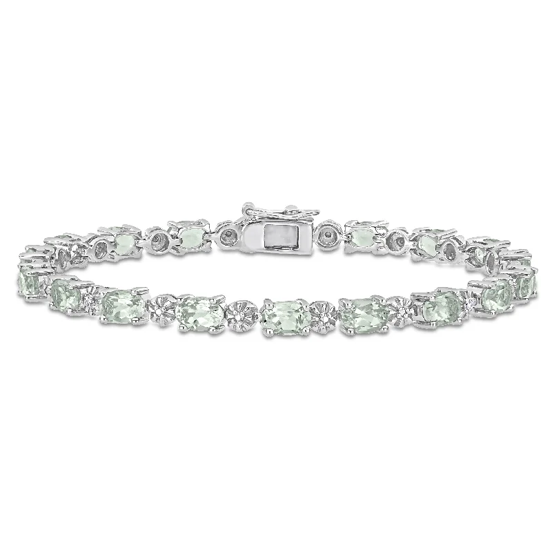 Classic mine bracelet-Miadora Sterling Silver Green Amethyst and Diamond Accent Tennis Bracelet