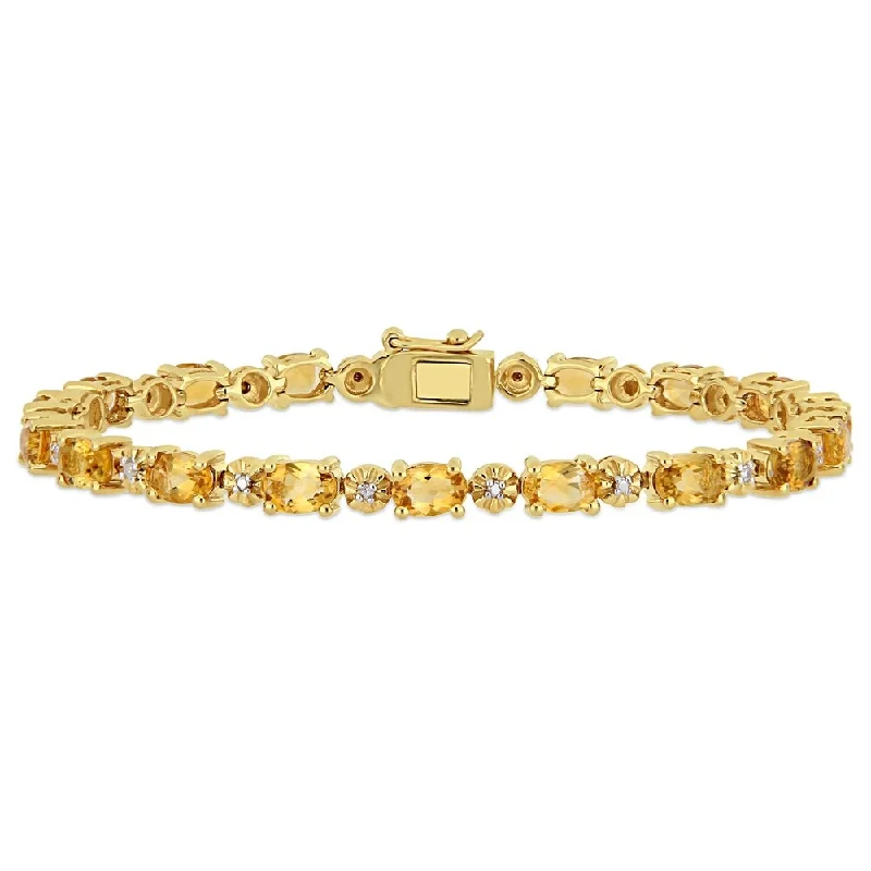 Hidden glyph bracelet-Miadora Yellow Plated Sterling Silver Citrine and Diamond Tennis Bracelet