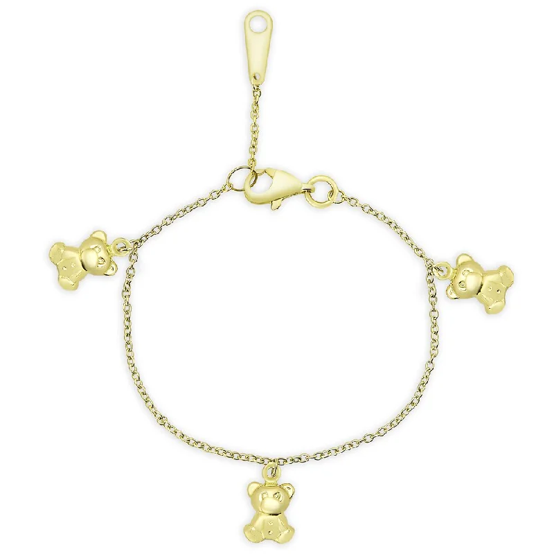 Petrified shard bracelet-Molly and Emma 14K Gold Bear Charm Bracelet