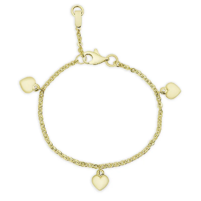 Slanted gem bracelet-Molly and Emma 14k Gold Heart Charm Bracelet