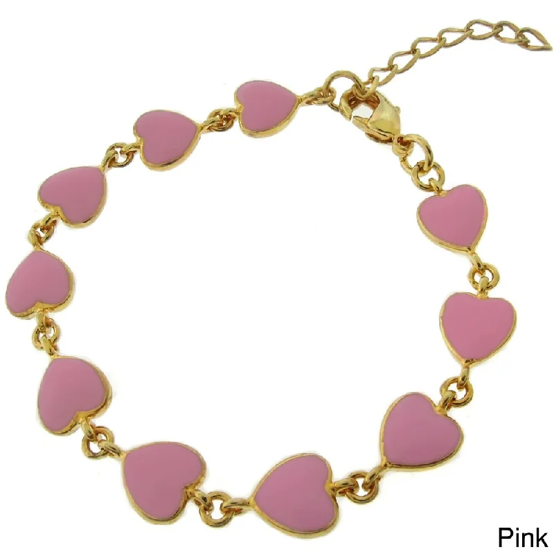 Blossom wrap bracelet-Molly and Emma 18k Gold Overlay Children's Enamel Heart Bracelet