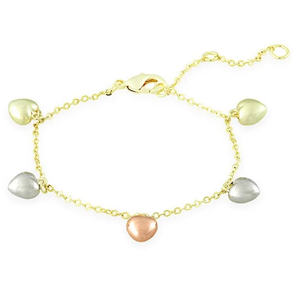 Fifteen-bead bracelet-Molly and Emma 18k Gold Overlay Children's Heart Charm Bracelet