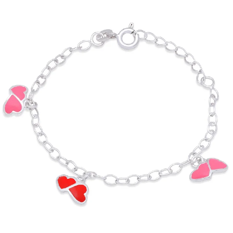 Gloss gem bracelet-Molly and Emma Sterling Silver and Enamel Heart Charm Bracelet