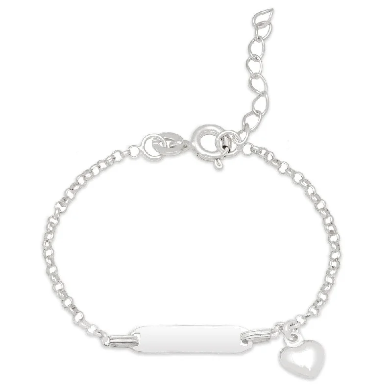 Navy sapphire bracelet-Molly and Emma Sterling Silver Dog Tag and Heart Charm Bracelet