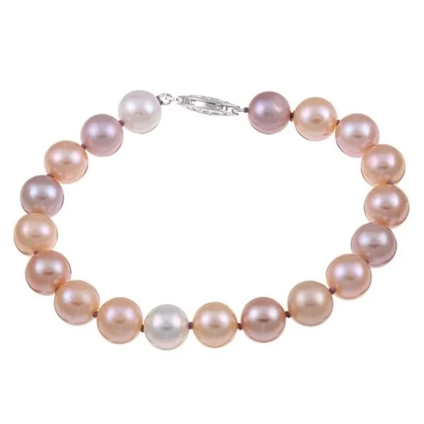 Fifteen-bead bracelet-Multi-colored Pink Freshwater Pearl Classic 8-inch Bracelet (8-9 mm)