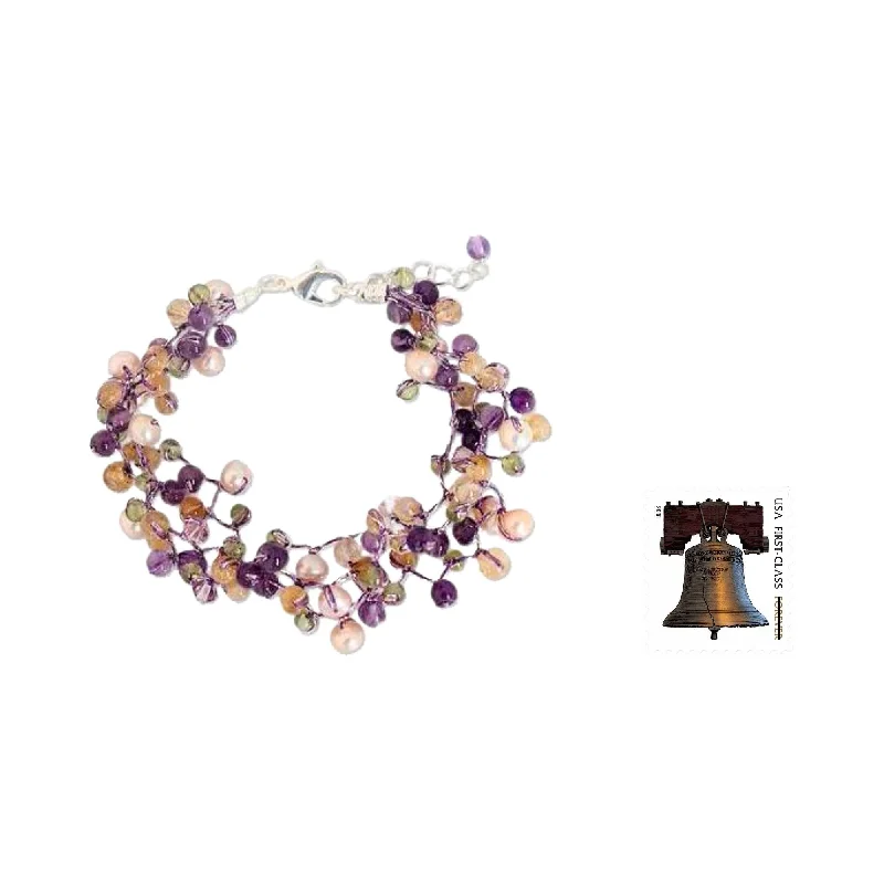 Family badge bracelet-NOVICA Handmade Multi-gemstone 'Mystic Passion' Pearl Bracelet (4-4.5 mm) (Thailand) - Purple