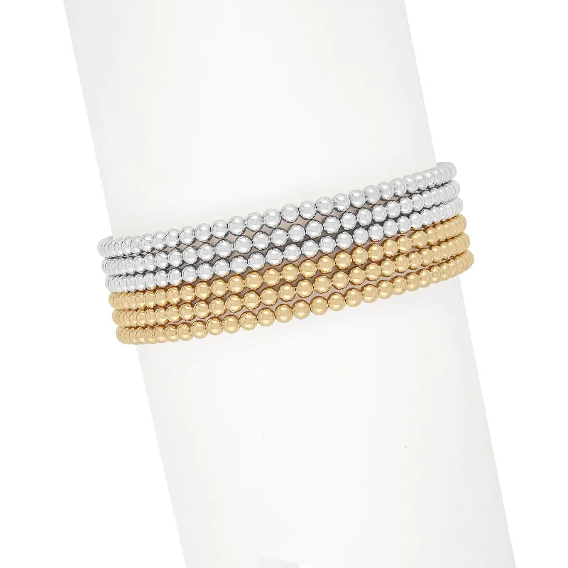 Sweeping rim bracelet-Ready, Set, Stack | Gold + Silver Bracelet Set