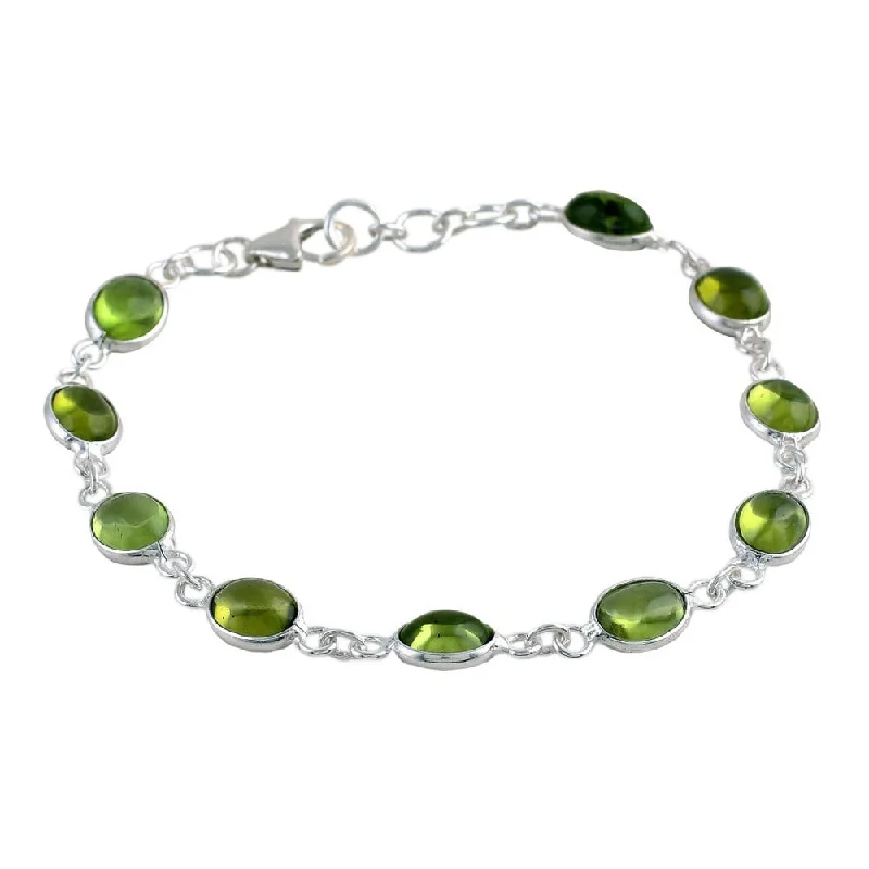 Pinnacle charm bracelet-Sterling Silver 'Elegant' Peridot Link Bracelet - Green