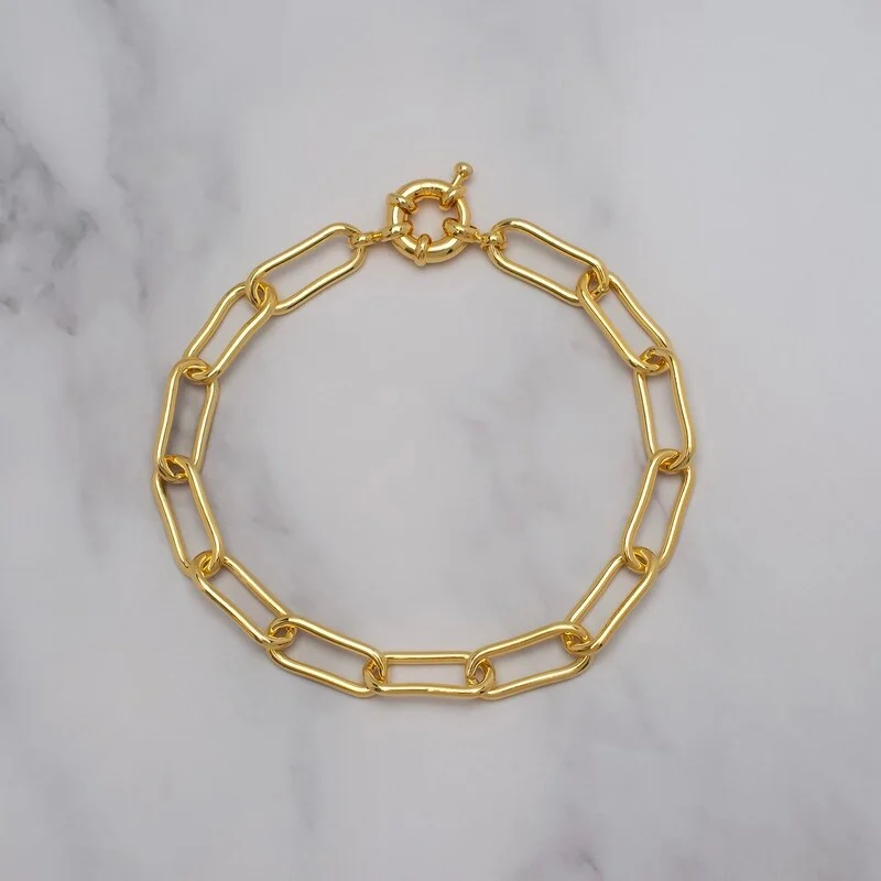 Dill sprig bracelet-Victoria Townsend Yellow Gold Large Paperclip Link Chain Bracelet