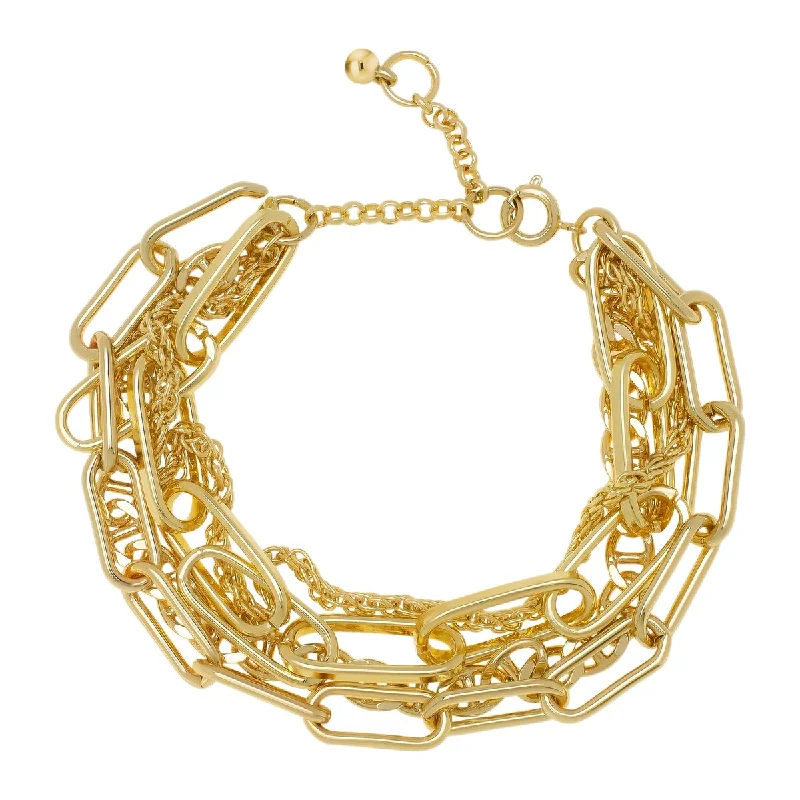 Twisted alloy bracelet-Victoria Townsend Yellow Gold Plated 3 Row Link Bracelet