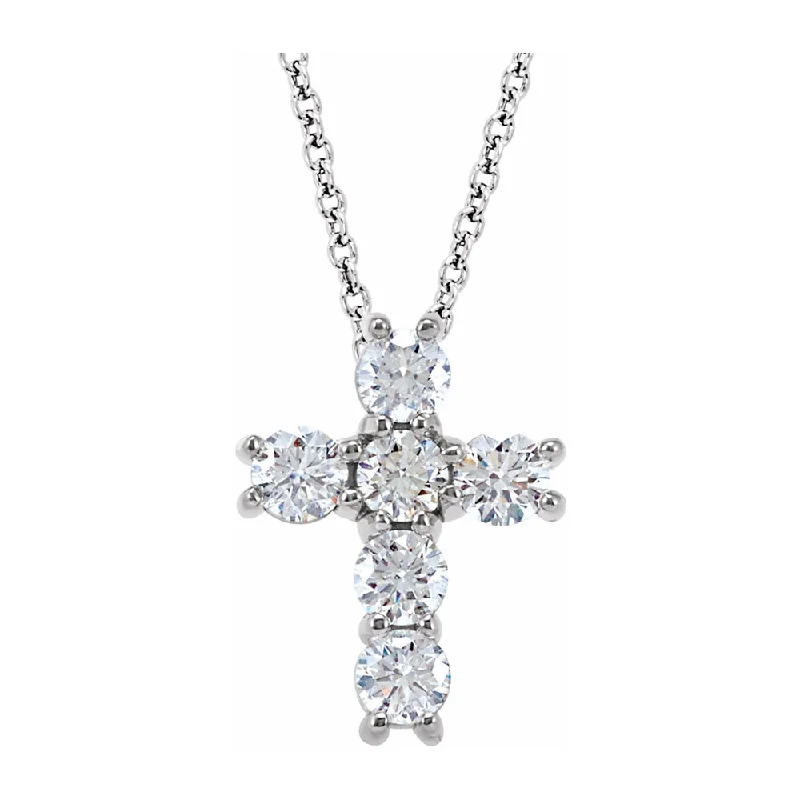 Tile stripe necklace-14K White Gold 3/4 CTW Diamond 14mm Cross Necklace, 18 Inch