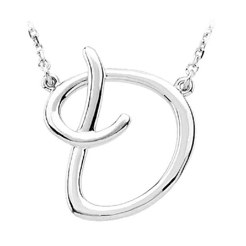 Joint clasp necklace-14k White Gold, Olivia Collection, Medium Script Initial D Necklace