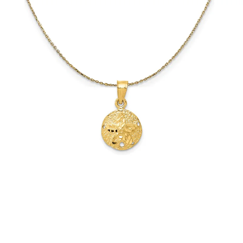 14k Yellow Gold 10mm Diamond Cut Sand Dollar Necklace