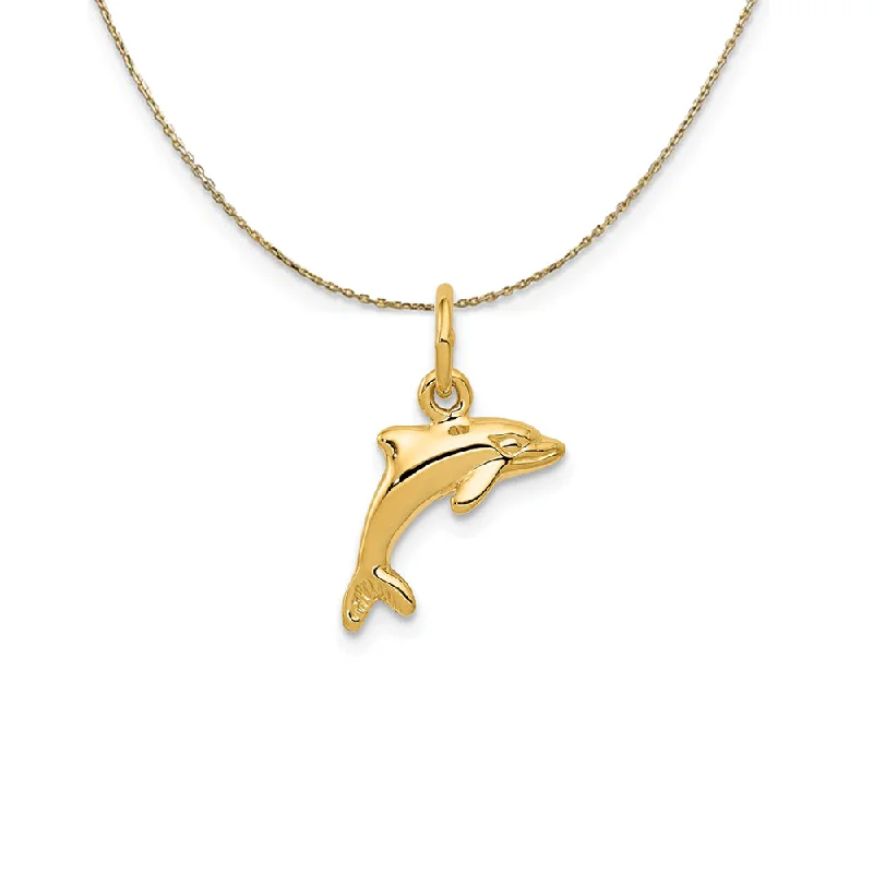 14k Yellow Gold 12mm Dolphin Necklace