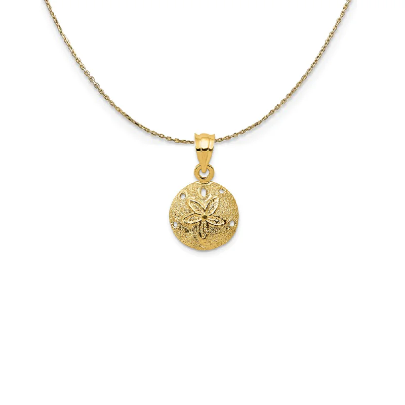 Dome charm necklace-14k Yellow Gold 12mm Laser Cut Sand Dollar Necklace