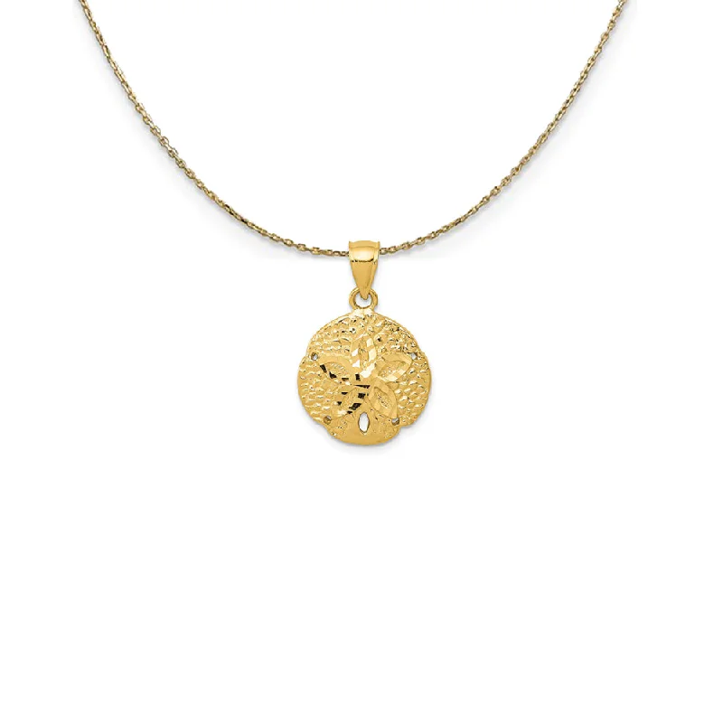 Maple bark necklace-14k Yellow Gold 15mm Diamond Cut Sand Dollar Necklace