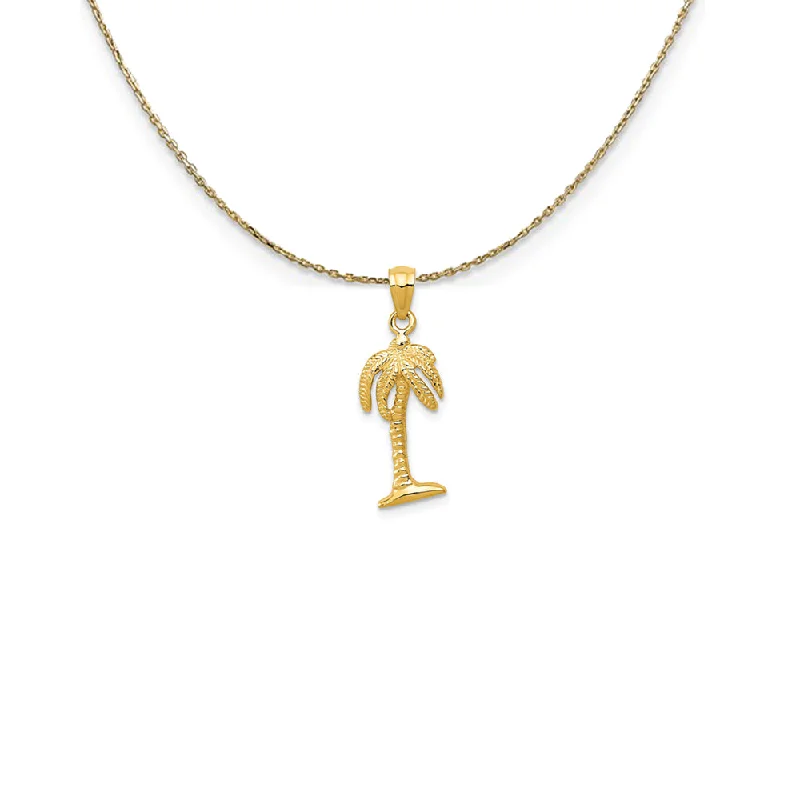 Sienna agate necklace-14k Yellow Gold 24mm Polished Palm Tree Necklace