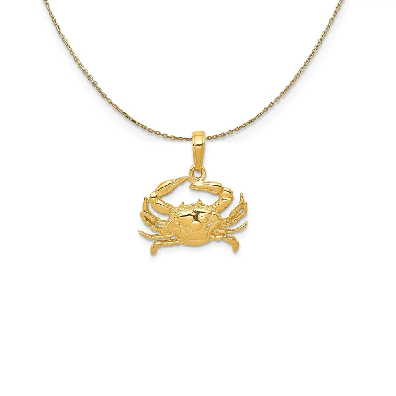 Anemone reef necklace-14k Yellow Gold 2D Blue Crab Necklace