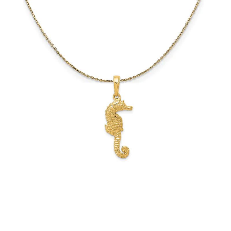 Blossom drop necklace-14k Yellow Gold 2D Seahorse Necklace