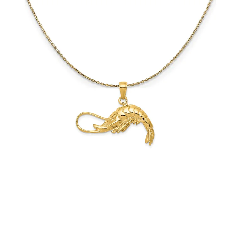 Folk print necklace-14k Yellow Gold 3 Dimensional Shrimp Necklace