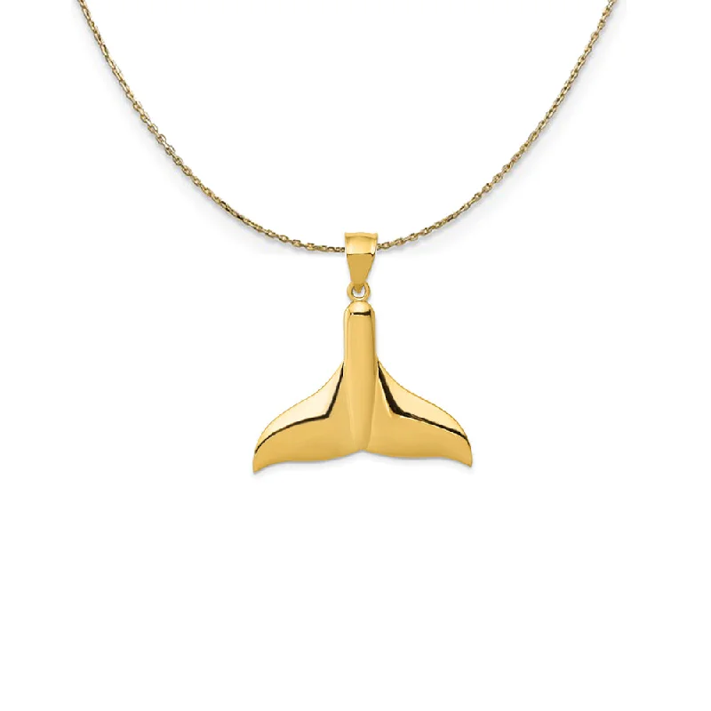 Swinging gem necklace-14k Yellow Gold 32mm Whale Tail Necklace