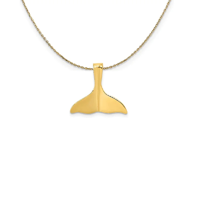 Hidden glyph necklace-14k Yellow Gold 3D Polished Whale Tail Slide Necklace