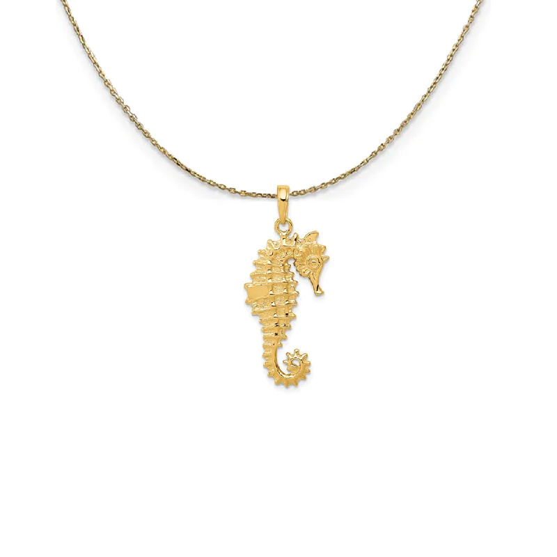 Sweeping rim necklace-14k Yellow Gold 3D Seahorse Necklace