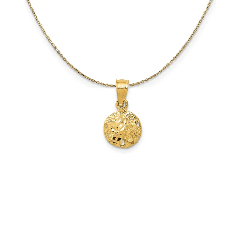 Classic mine necklace-14k Yellow Gold 8mm Satin and Diamond Cut Sand Dollar Necklace