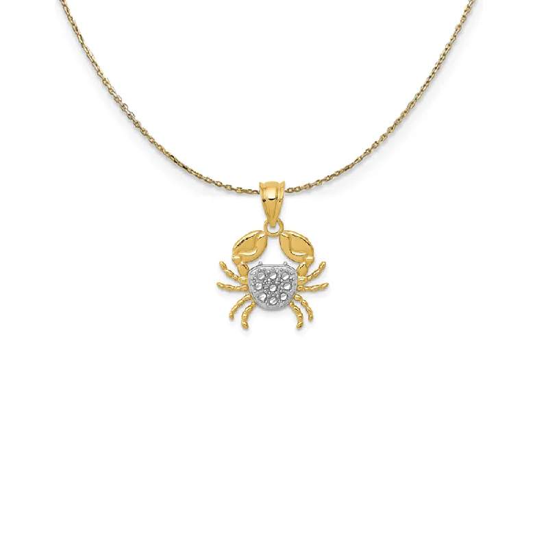 Coiled vine necklace-14k Yellow Gold and Rhodium Diamond Cut Crab Necklace