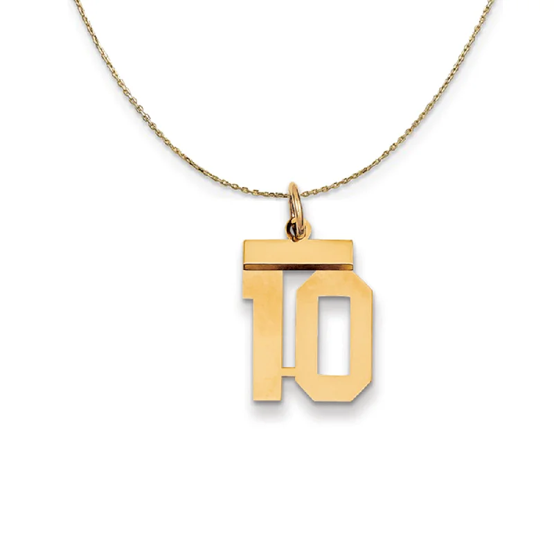 14k Yellow Gold, Athletic, Sm Polished Number 10 Necklace