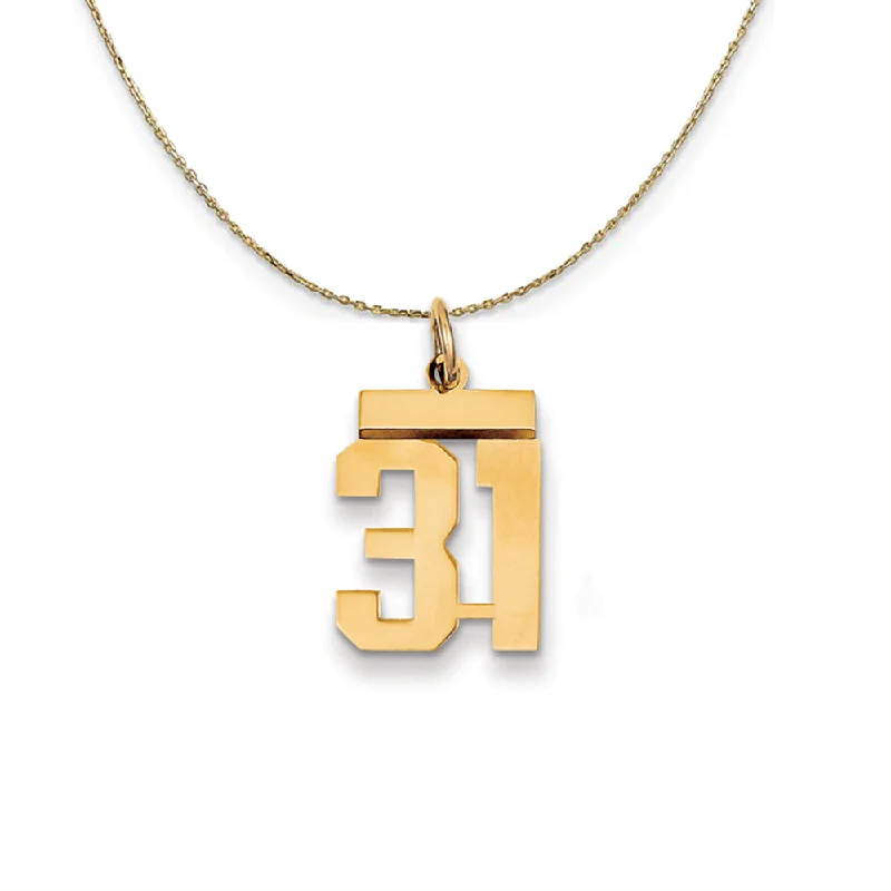 14k Yellow Gold, Athletic, Sm Polished Number 31 Necklace