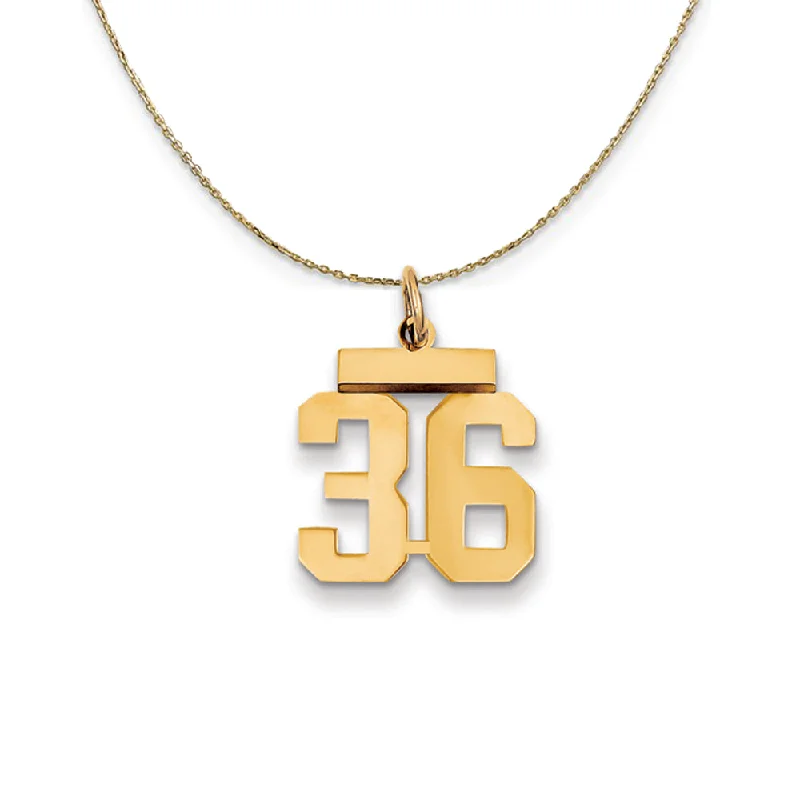 14k Yellow Gold, Athletic, Sm Polished Number 36 Necklace