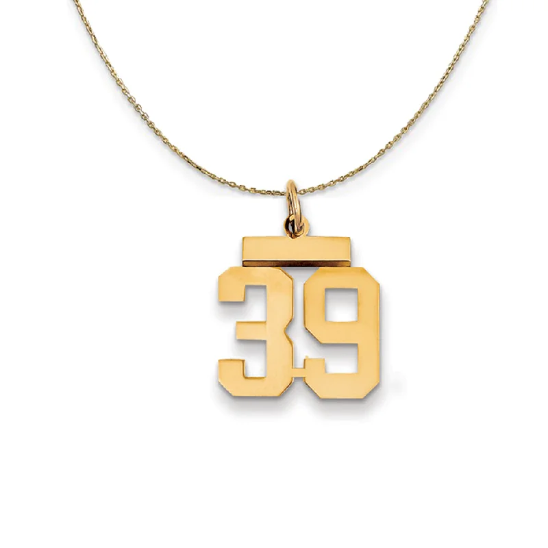 14k Yellow Gold, Athletic, Sm Polished Number 39 Necklace