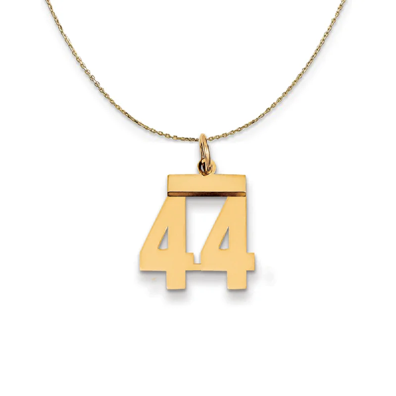 14k Yellow Gold, Athletic, Sm Polished Number 44 Necklace