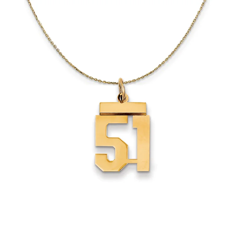 14k Yellow Gold, Athletic, Sm Polished Number 51 Necklace