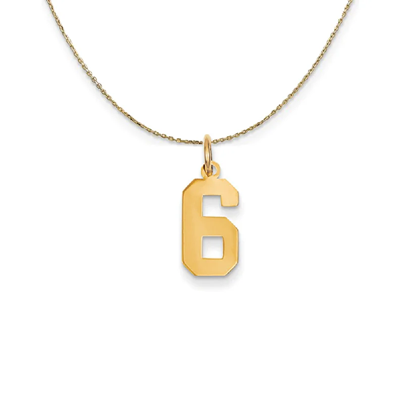 14k Yellow Gold, Athletic, Sm Polished Number 6 Necklace