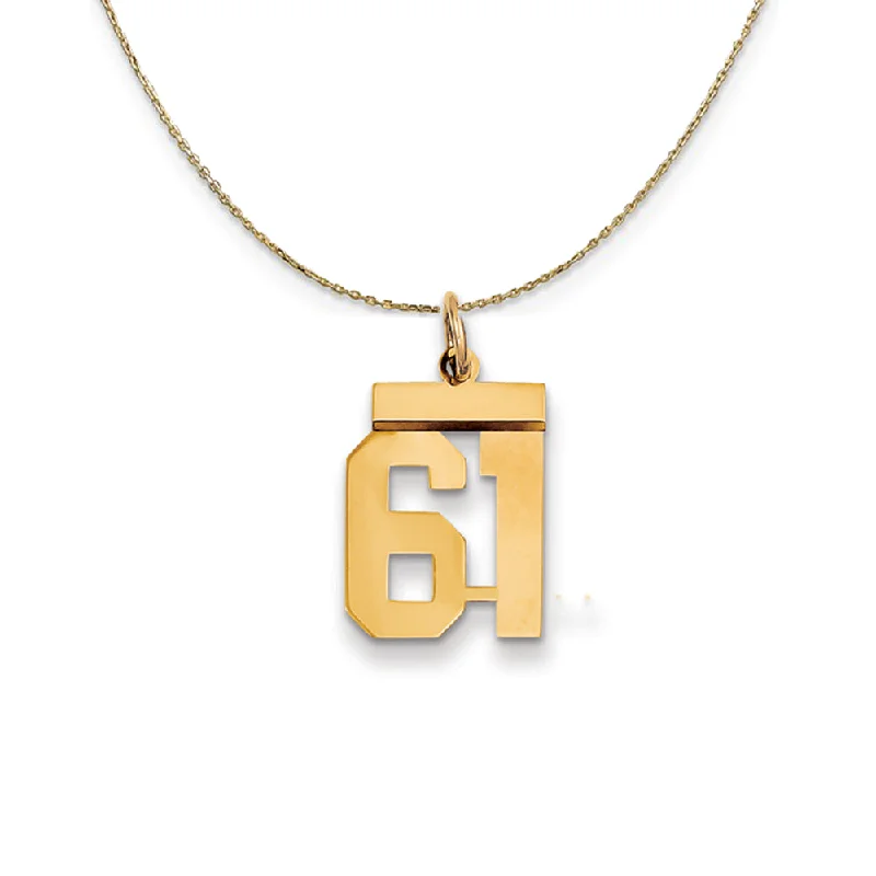 Stacked scale necklace-14k Yellow Gold, Athletic, Sm Polished Number 61 Necklace