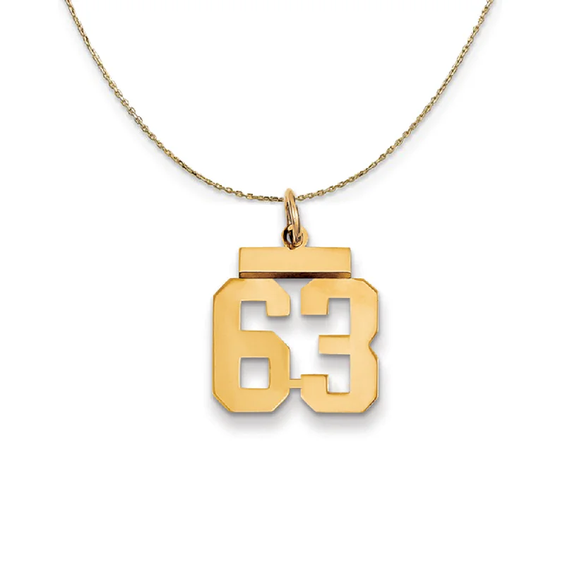 14k Yellow Gold, Athletic, Sm Polished Number 63 Necklace