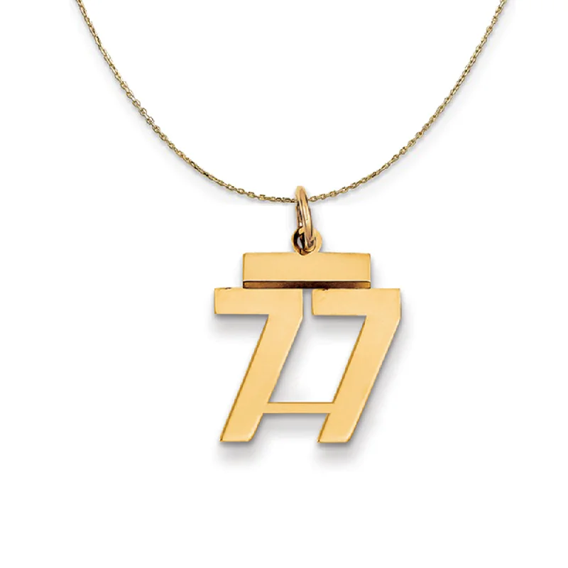 14k Yellow Gold, Athletic, Sm Polished Number 77 Necklace