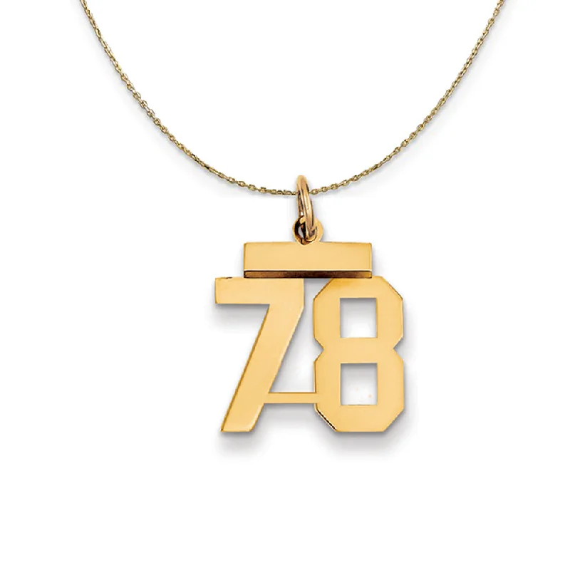 14k Yellow Gold, Athletic, Sm Polished Number 78 Necklace