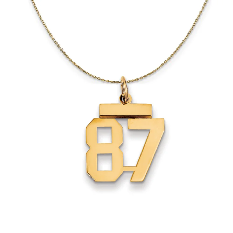 14k Yellow Gold, Athletic, Sm Polished Number 87 Necklace