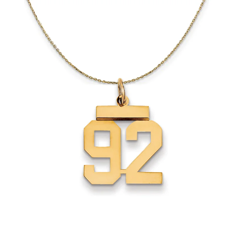 14k Yellow Gold, Athletic, Sm Polished Number 92 Necklace