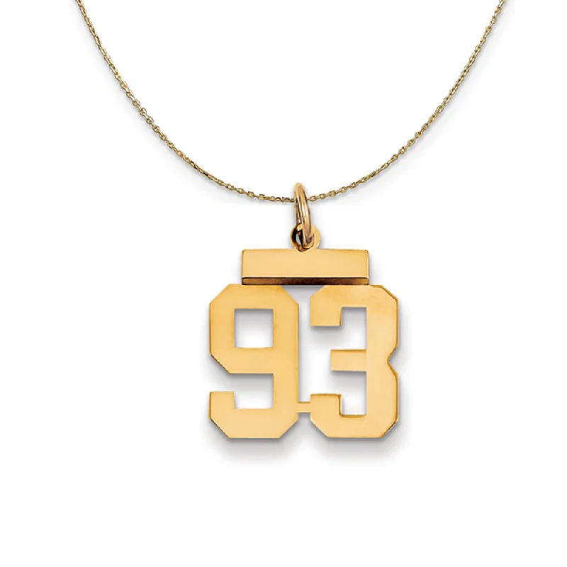 14k Yellow Gold, Athletic, Sm Polished Number 93 Necklace