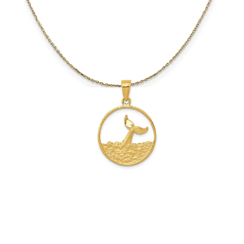 Sesame sprout necklace-14k Yellow Gold Breached Whale Tail Circle Necklace