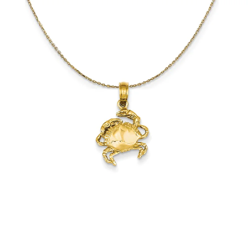 14k Yellow Gold Crab (12 x 19mm) Necklace