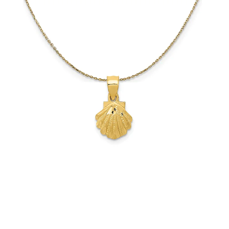 Scored rim necklace-14k Yellow Gold Diamond Cut Scallop Shell Necklace