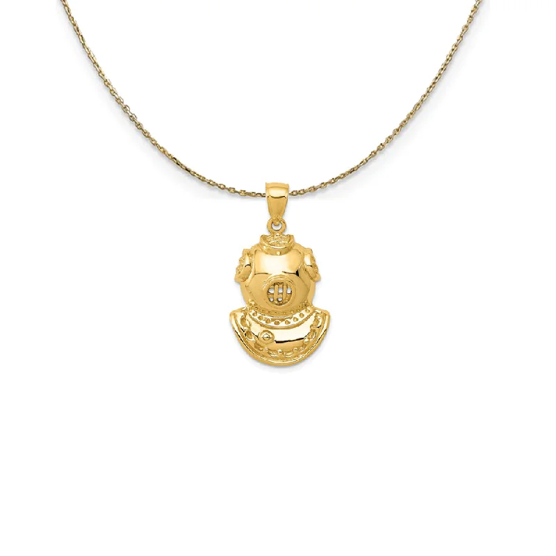 Starfield pendant necklace-14k Yellow Gold Diving Helmet Necklace