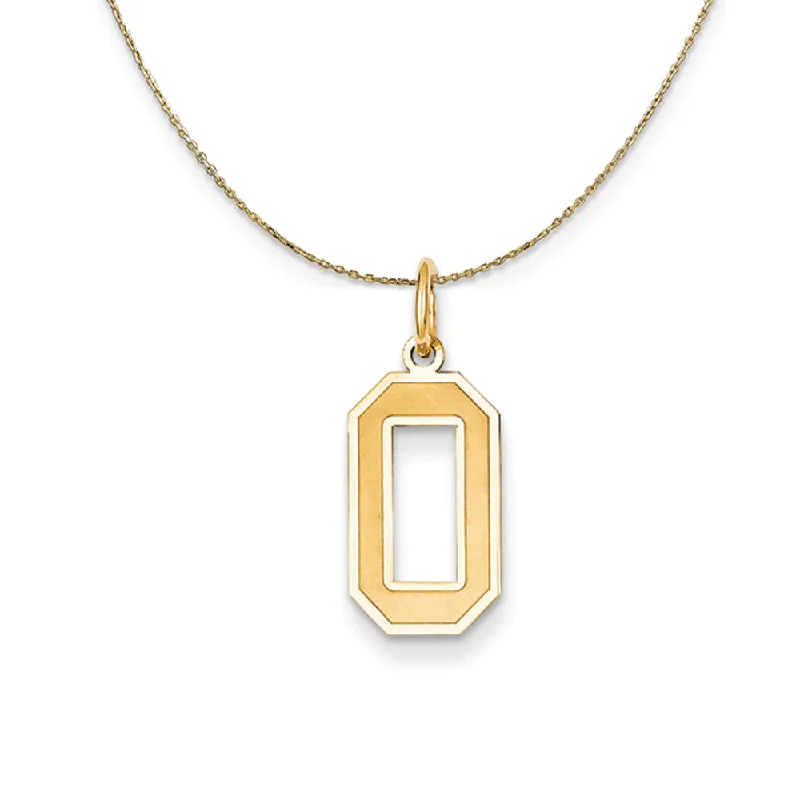 14k Yellow Gold, Jersey, Med Number 0 Necklace