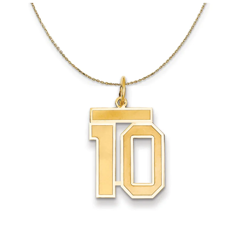 14k Yellow Gold, Jersey, Med Number 10 Necklace